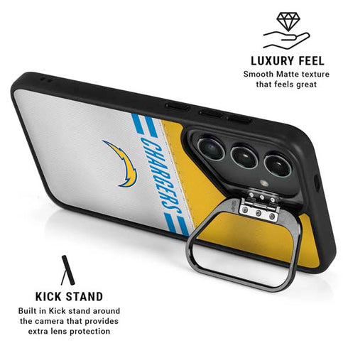 NFL Los Angeles Chargers White Striped Galaxy S24 Plus Kickstand Case